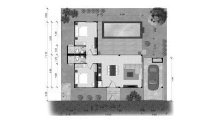 Villa floor plan, 2 bedrooms in Krabi Cliff Villas No. 11006