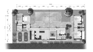 Villa floor plan, 4 bedrooms in Krabi Cliff Villas No. 11007
